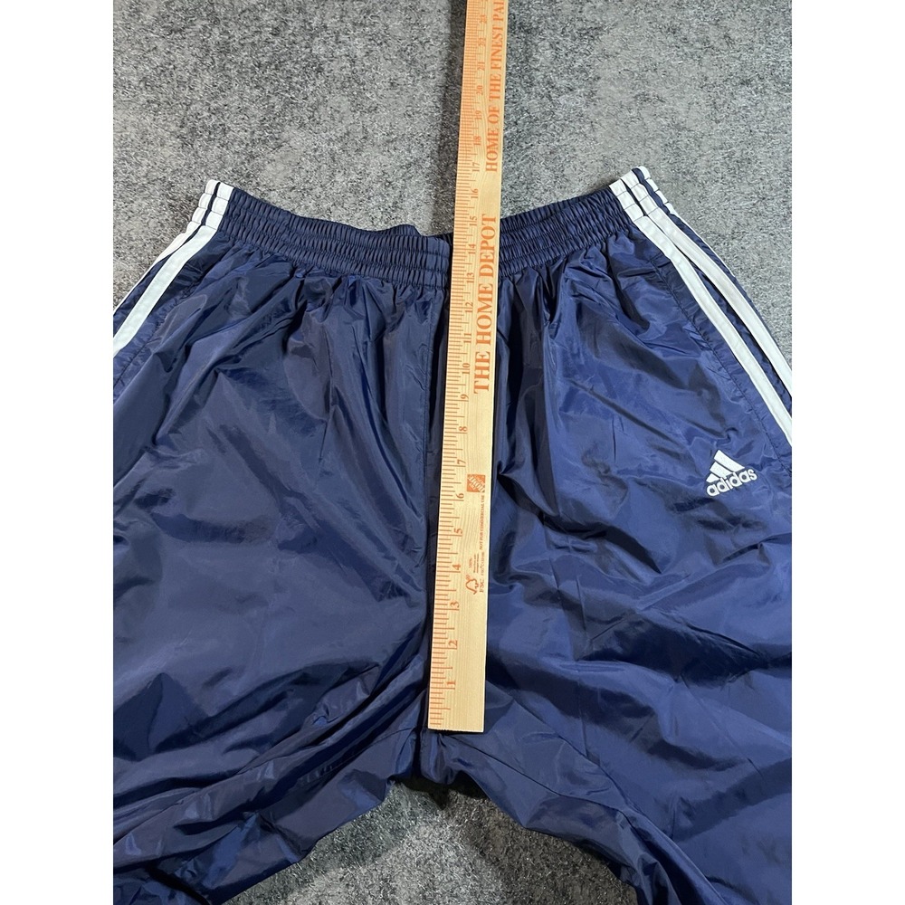 Vintage Adidas Snap Button Track Pants Men's XL Blue Silky Baggy Wide Leg Y2K - Picture 10 of 10